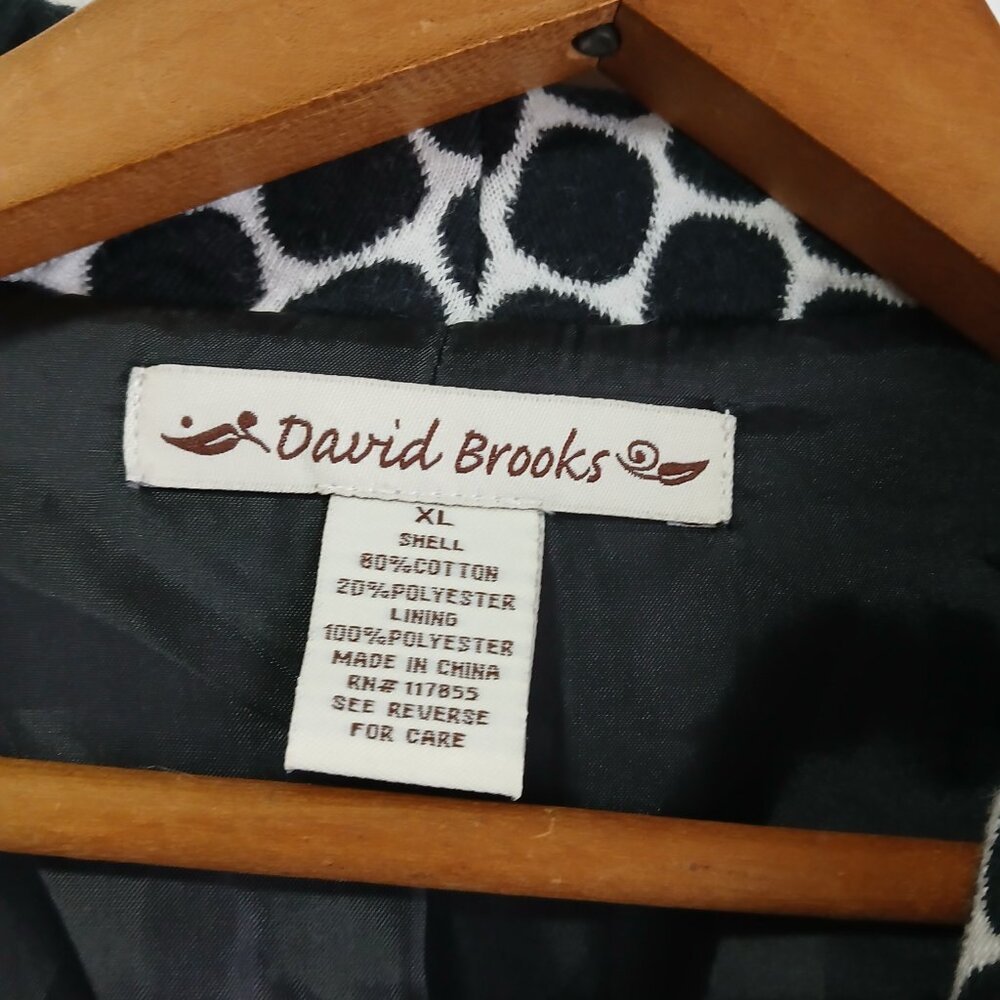 David Brooks Black and White Honeycomb Polka Dot Lightweight Trench Coat Size XL - Picture 8 of 9